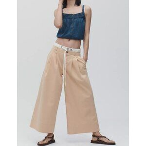 Anthropologie Maeve Twisted-Cuff Chino Pants Wide Leg 8